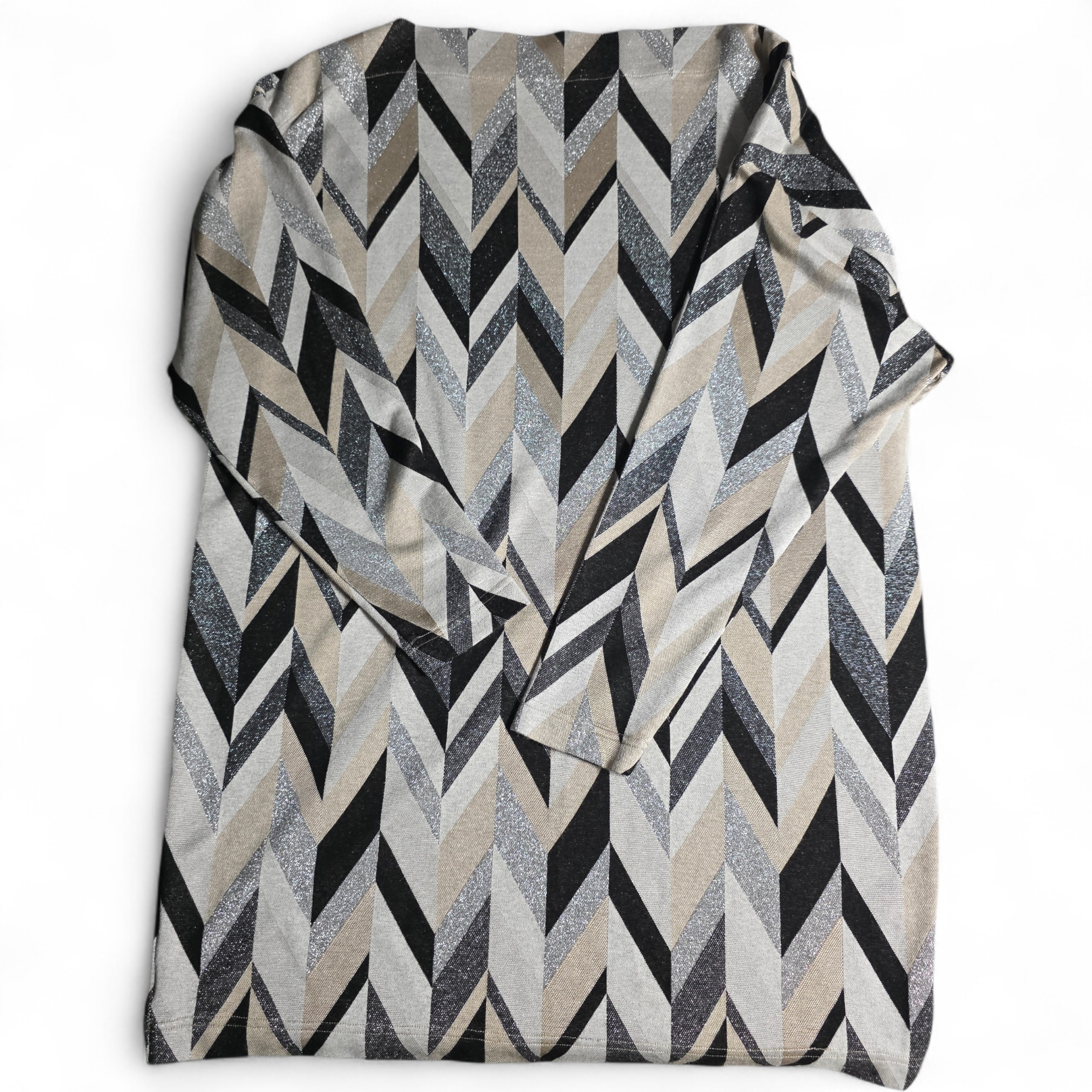Trina Turk Xxl Gina Metallic Chevron Dress 2xl 3xl Bracelet Sleeve Swing